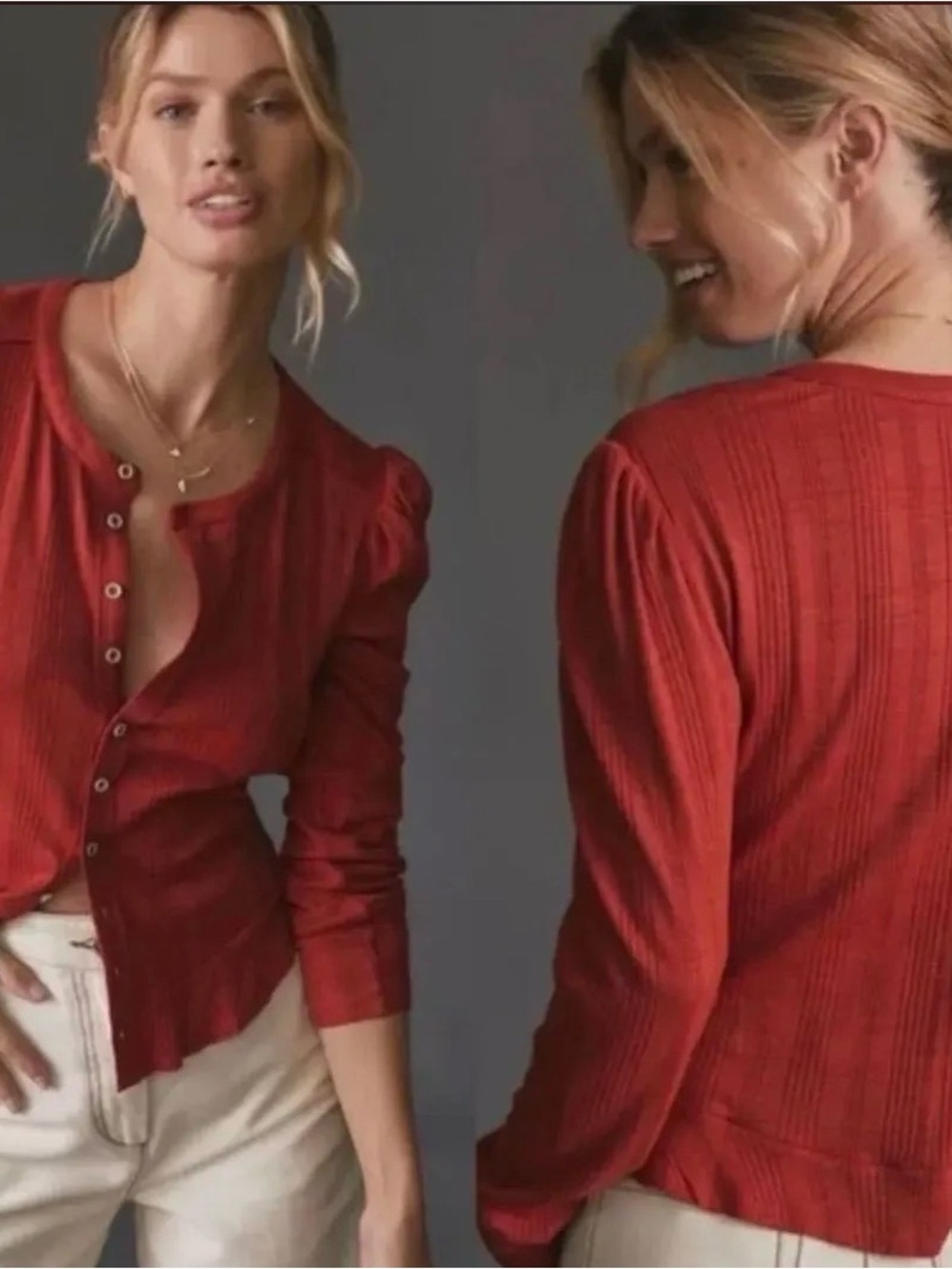 Anthropologie Pilcro Puff Sleeved Cardigan
